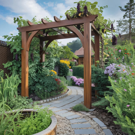 Rustic Garden Arbor Arch For Outdoor Pathways
