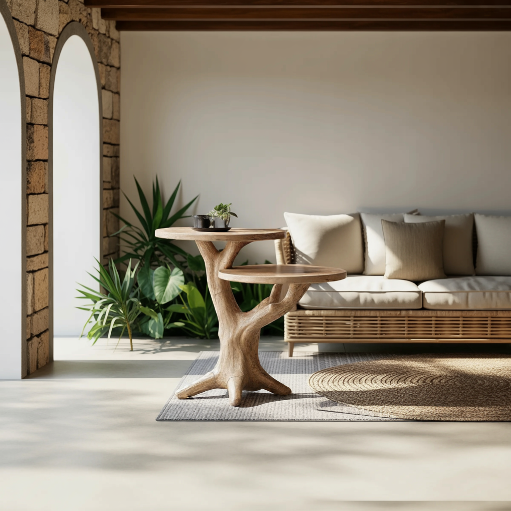 Mid Century Round End Table Living Room Accent