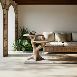 Mid Century Round End Table Living Room Accent