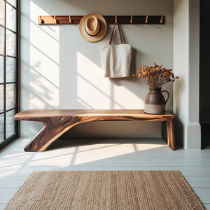 Architectural Bench With Sculpted Z Base For Entryway
