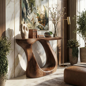 Modern Live Edge Entryway Table Sculptural Wood For Luxury Home Decor