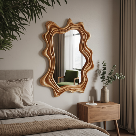 Layered Wavy Wall Mirror Sculptural Frame For Bedroom And Living Room