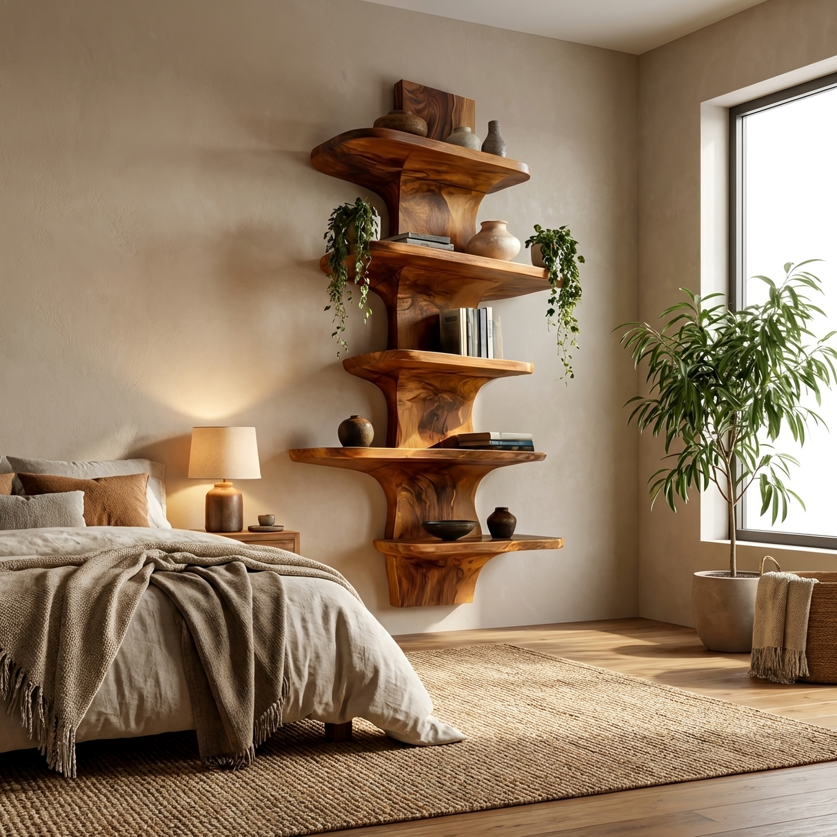 Modern Wooden Floating Bookshelf For Minimalist Home Decor