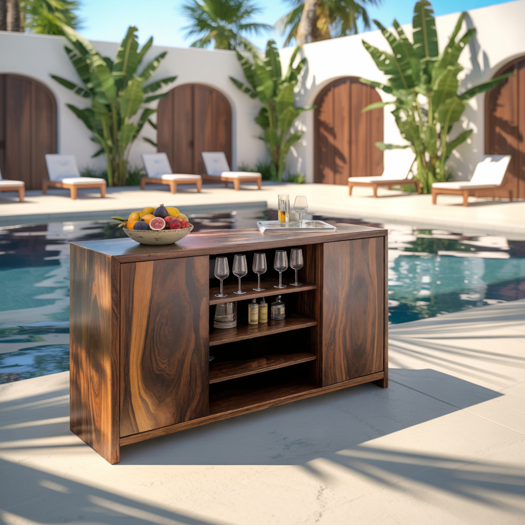 Modern Outdoor Bar Cabinet With Wine Storage For Patio