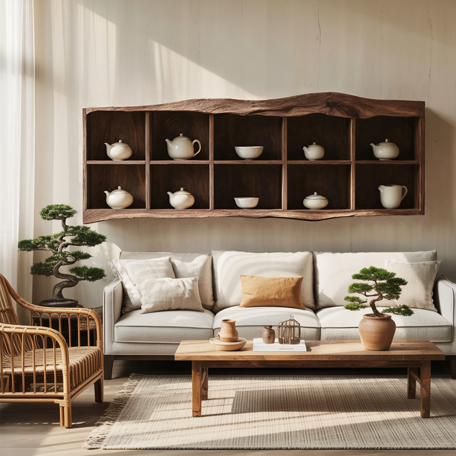 Handcrafted Live Edge Floating Shelf For Living Room Use