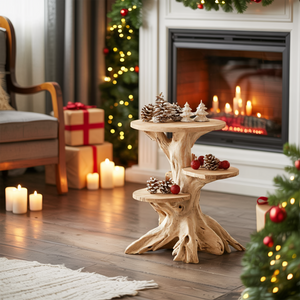 Farmhouse Wooden End Table For Furniture Decor Holiday Display