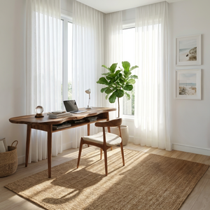 Mid Century Wooden Live Edge Desk For Modern Home Office Decor