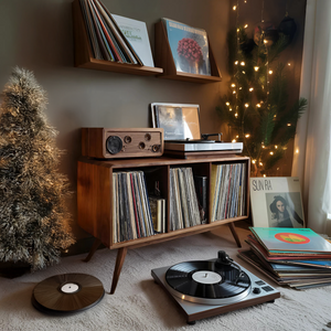 Mid Century Solid Wood Record Stand For Furniture Christmas