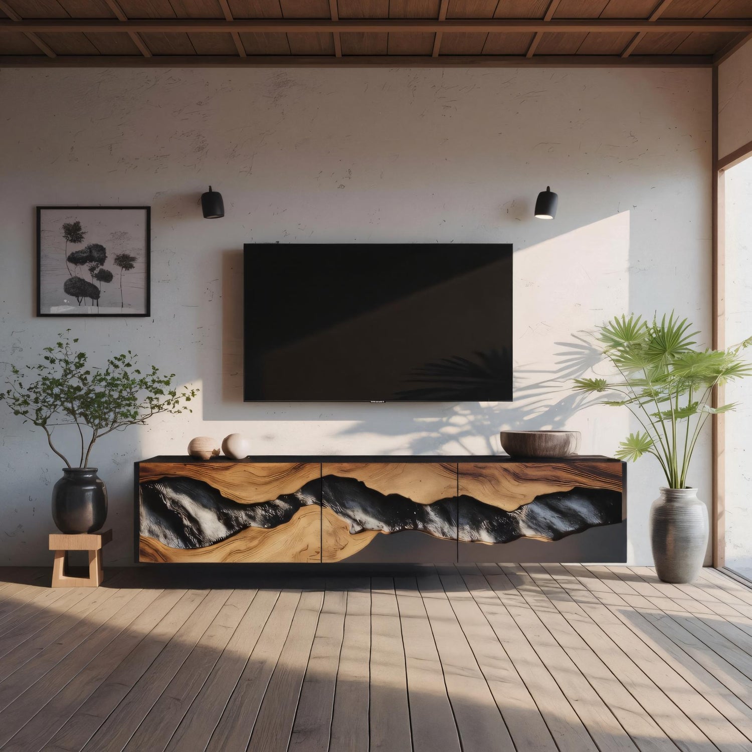 Handcrafted TV Console For Cozy Living Space