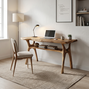 Mid Century Solid Wood Desk For Stylish Bedroom Workspace