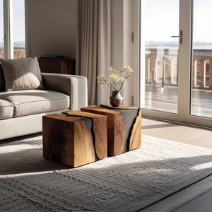 Modern Solid Wood Cube Coffee Table For Furniture Decor