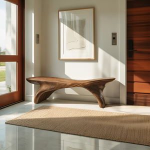 Organic Sculptural Bench With Curved Design For Entryway