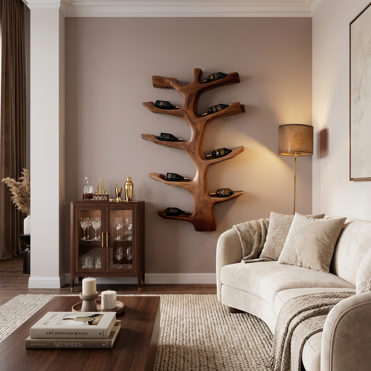 Wall Mounted Wine Rack Sculptural Branch Design For Modern Kitchen