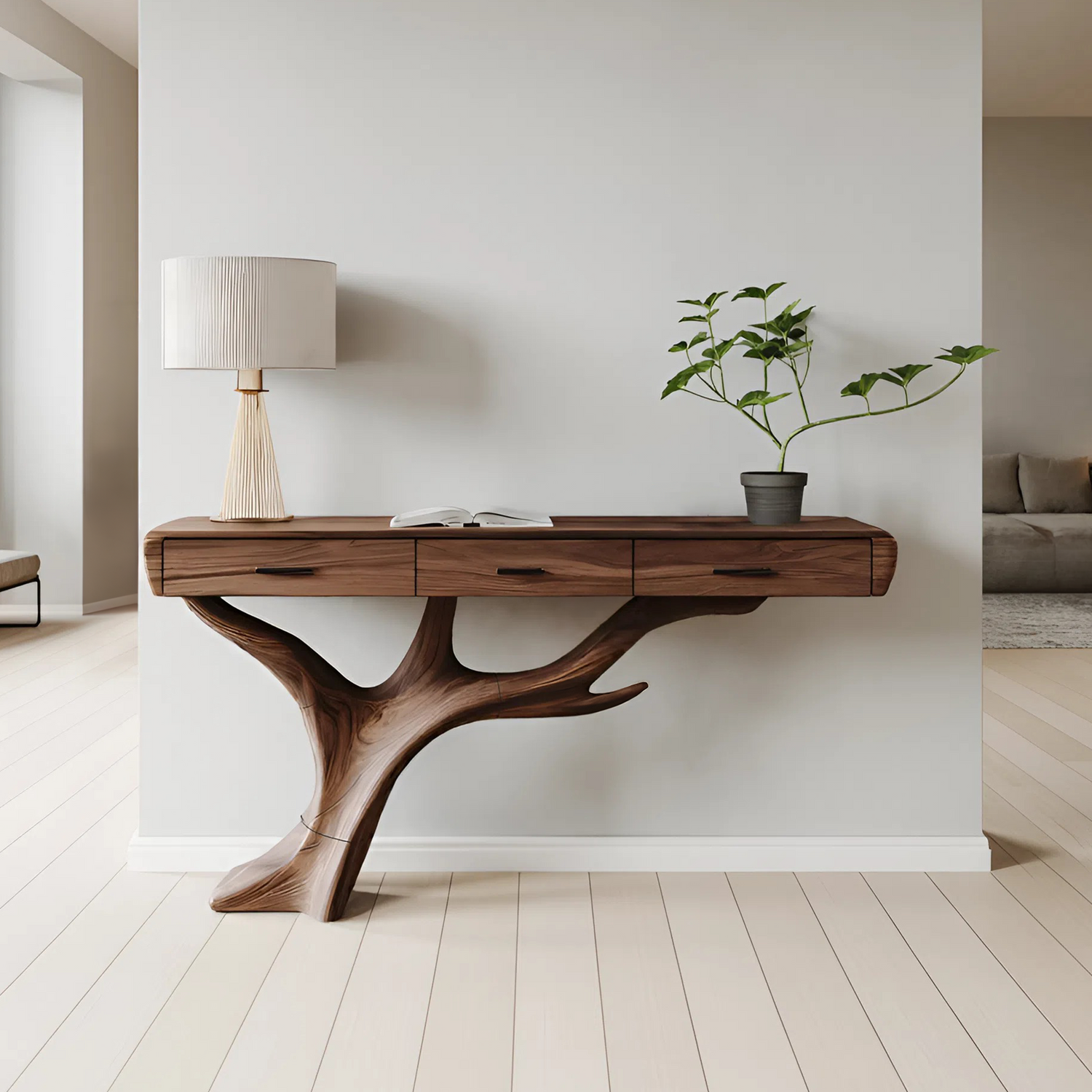 Mid Century Solid Wood Dressing Table For Living Room