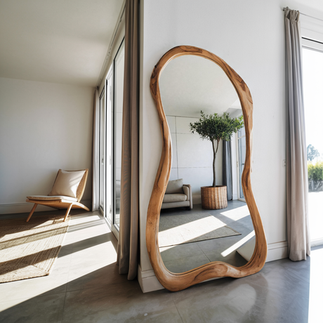 Organic Full Length Mirror With Wavy Edge For Living Room And Dressing Corner