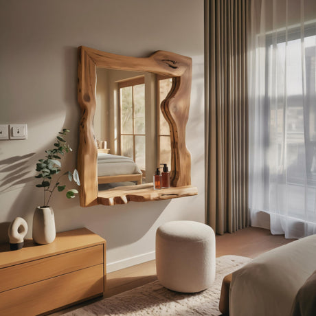Rustic Style Live Edge Wall Mirror Entryway Bathroom And Bedroom