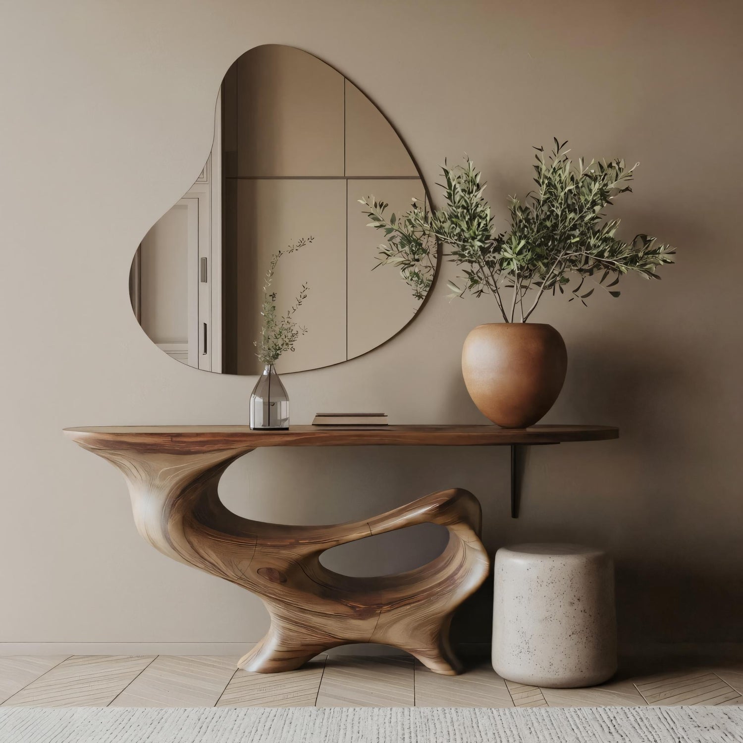 Mid Century Wooden Console Table For Living Room