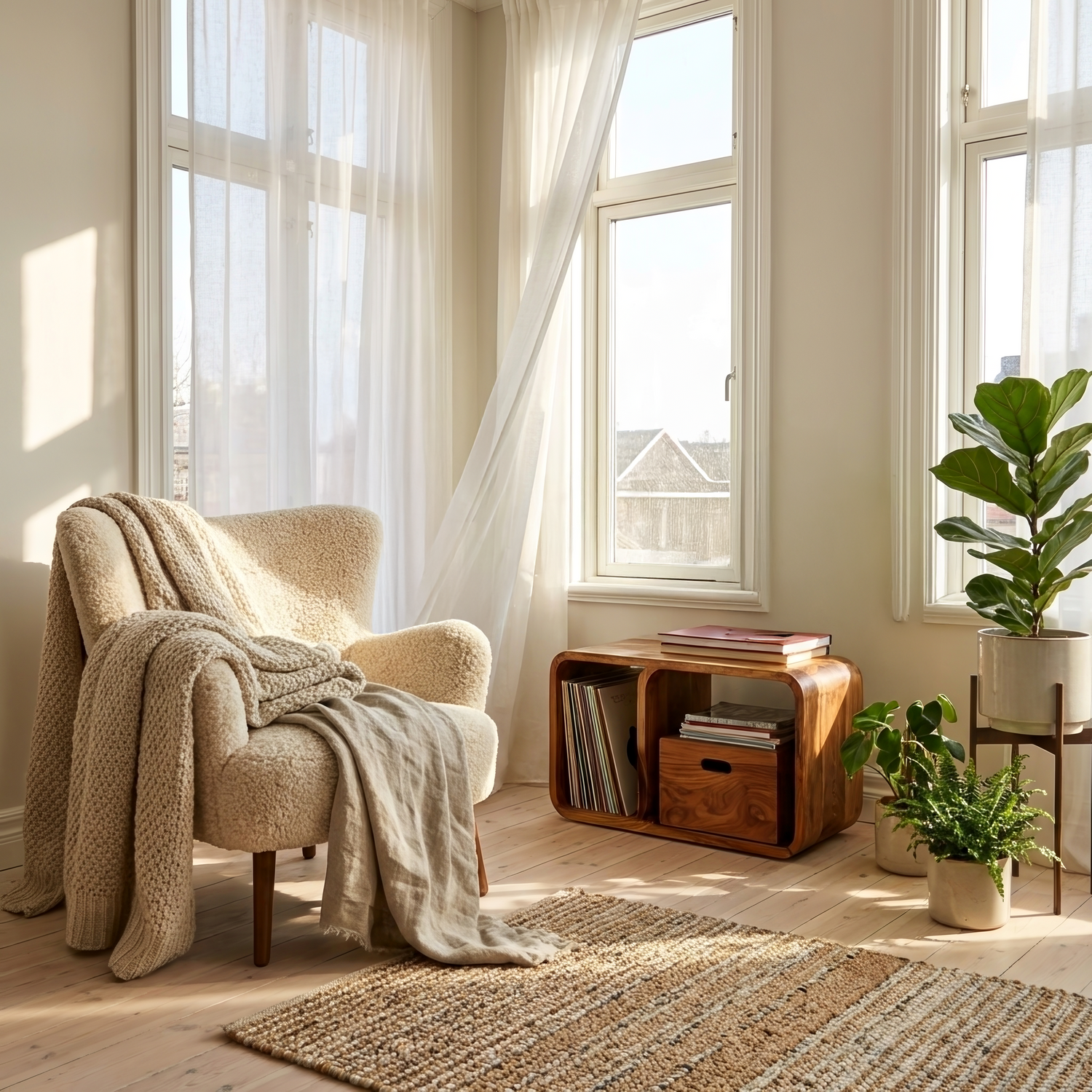 Modern Minimal Wooden Side Table For Living Room