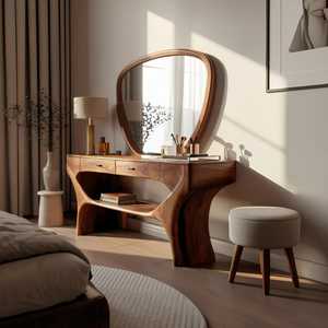 Artistic Handmade Vanity Table With Drawers For Bedroom