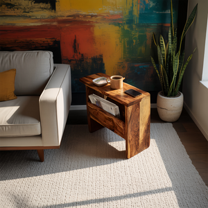 Mid Century Solid Wood Side Table For Home Furniture