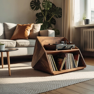 Mid Century Wooden Record Stand For Living Room Vinyl Display