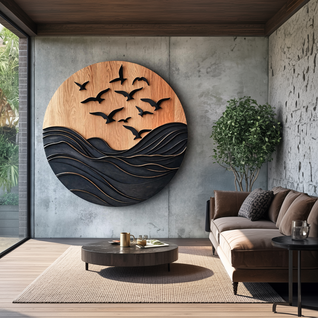 Rustic Large Sculpture Wall For Furniture Decor Style