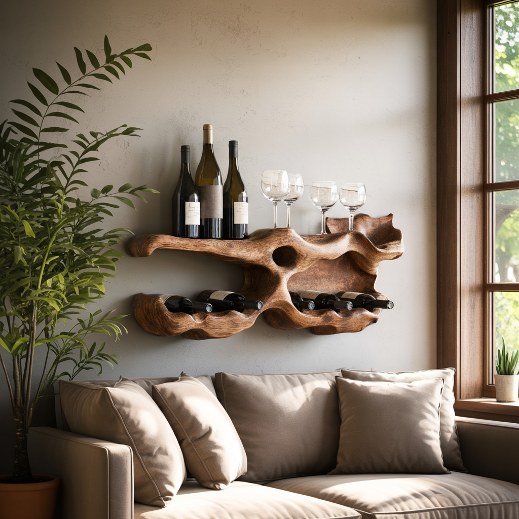 Farmhouse Wine Holder For Living Room Shelf Accent