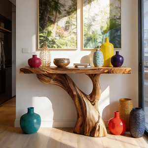 Handcrafted Live Edge Entryway Table Sculptural Solid Wood Furniture Decor
