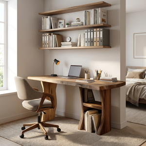 Modern Wooden Live Edge Desk For Small Home Office Setup