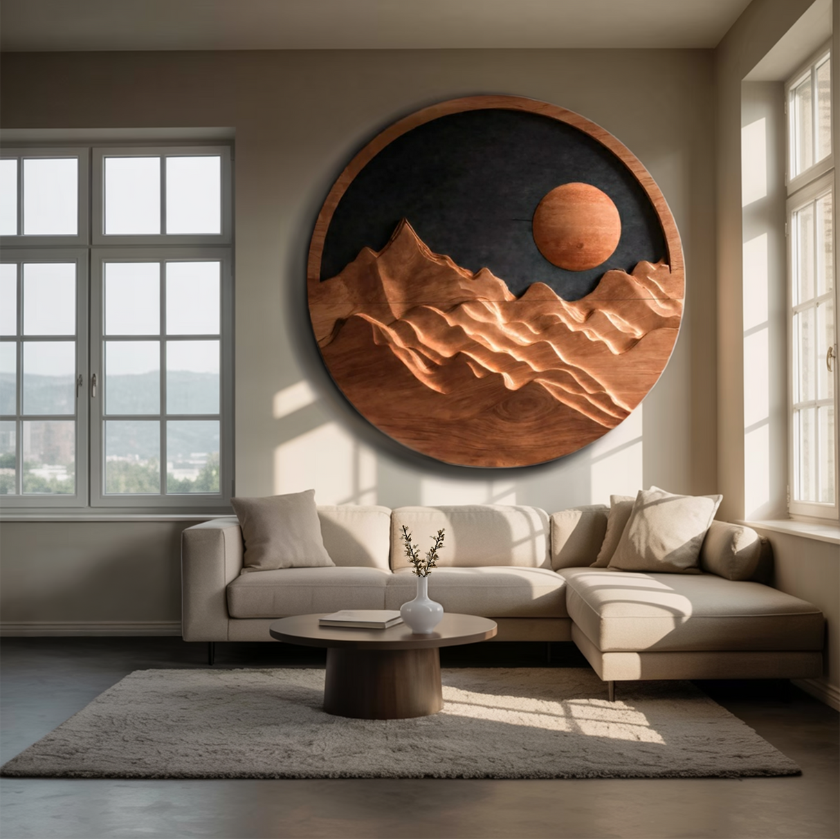 Artistic Mountain Sun Wall Hanging For Modern Home