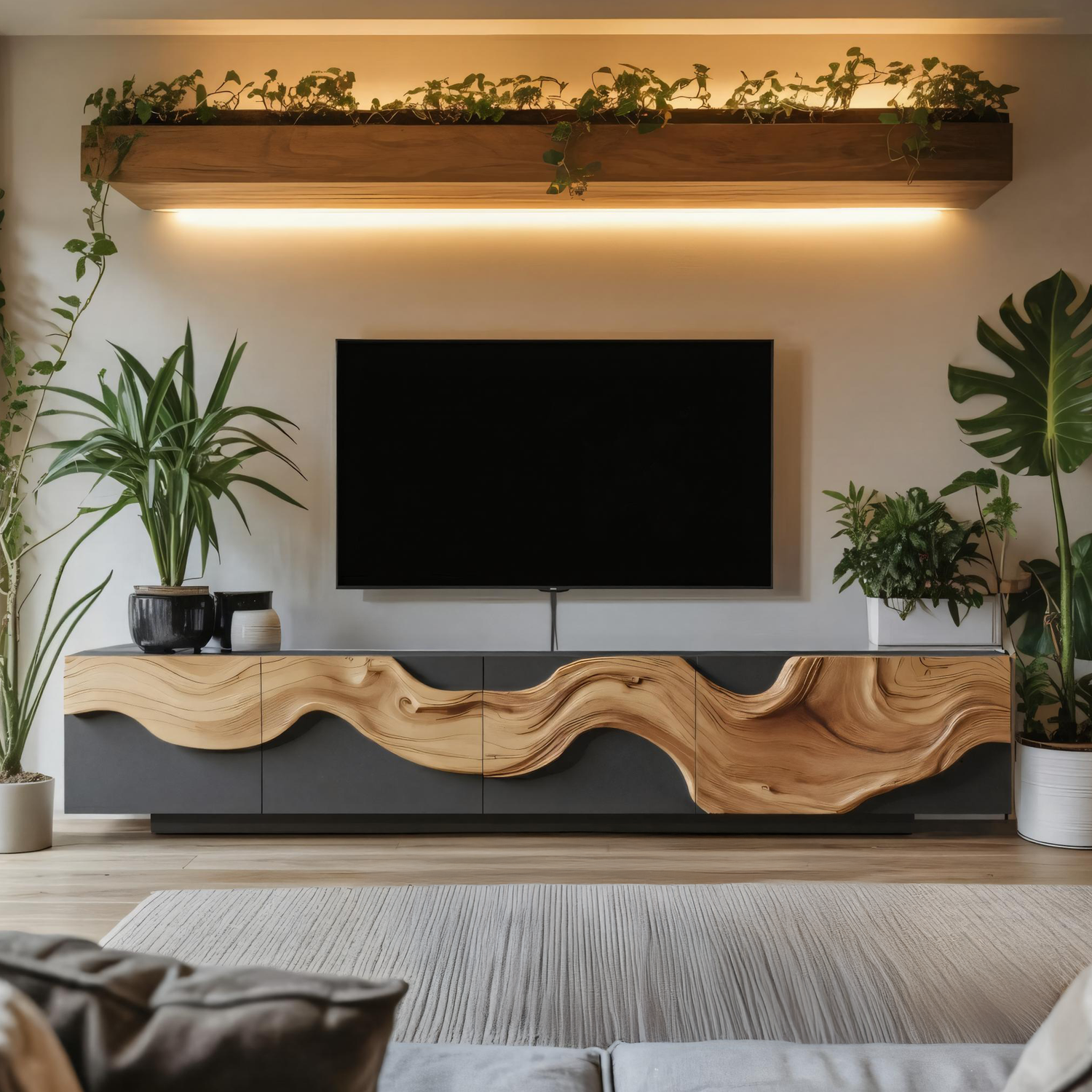 Farmhouse Media Console Cabinet For Living Room