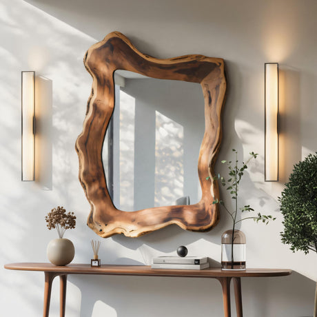 Organic Live Edge Wall Mirror Modern Rustic Entryway Living Room
