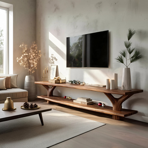 Farmhouse Live Edge Entryway TV Console For Christmas Living Room