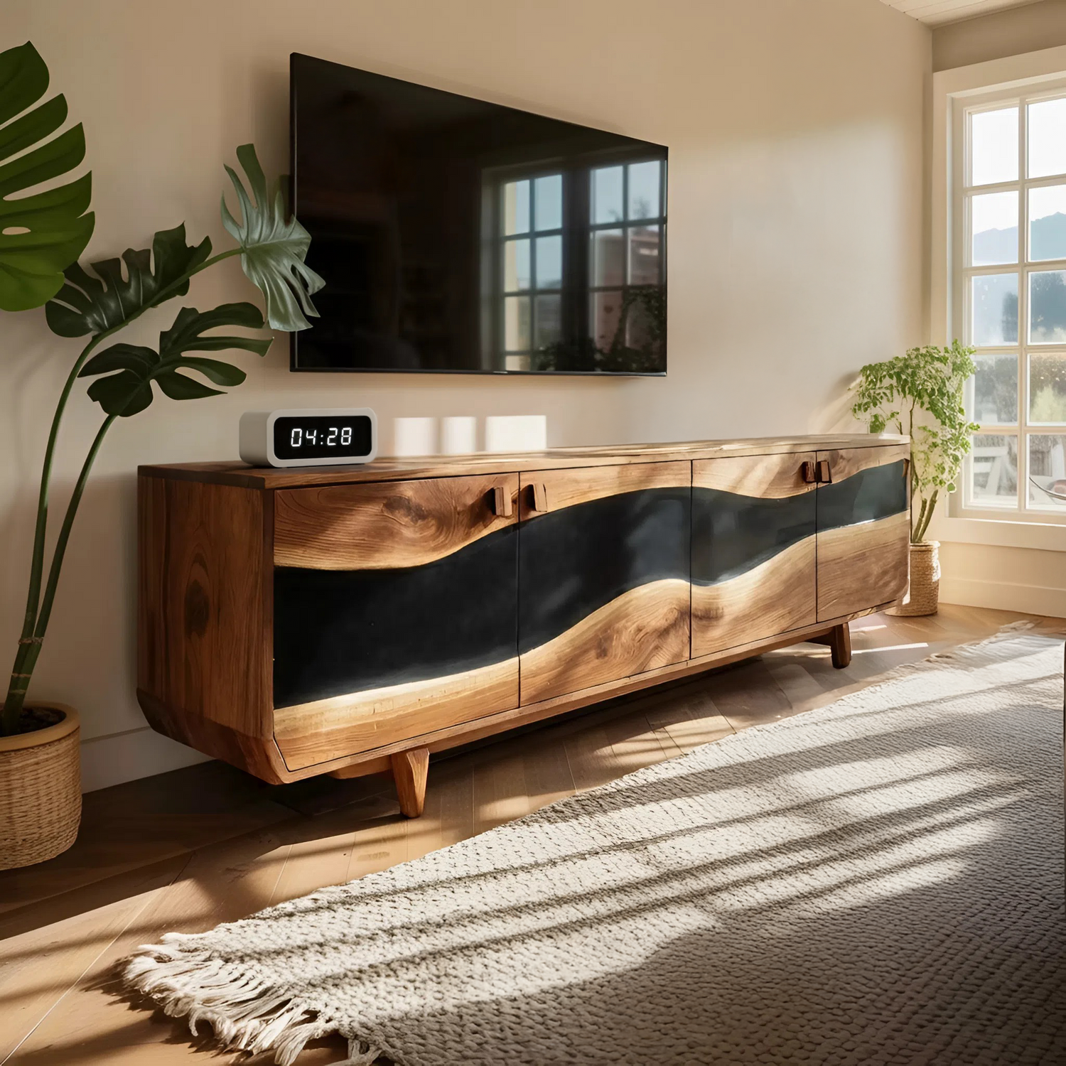Modern Solid Wood TV Console For Minimalist Living Room