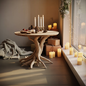 Handcrafted Solid Wood End Table For Entryway Design Festive Furniture