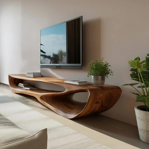 Minimal Curved  TV Console For Living Room