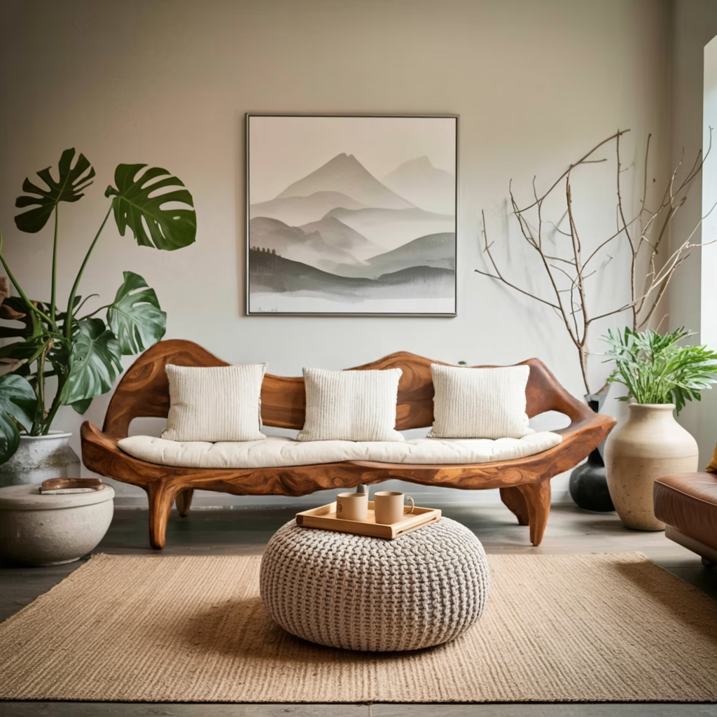 Modern Sofa With Sculptural Frame For Living Room Or Lounge