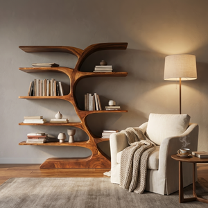 Organic Curved Bookshelf For Open Space