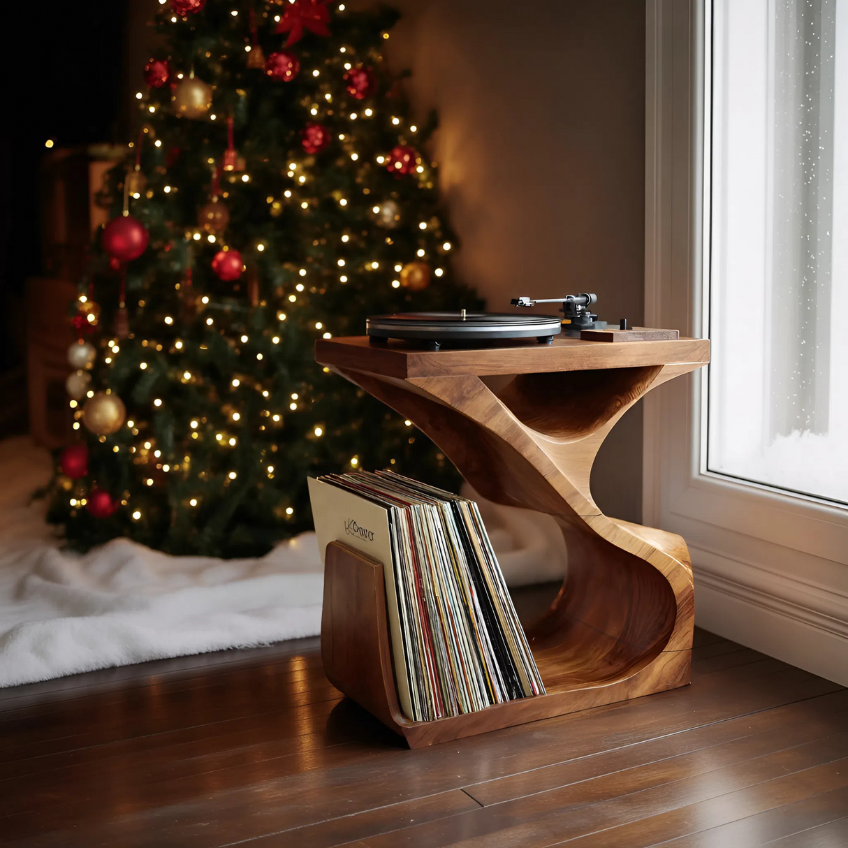Modern Wooden Record Stand For Furniture Decor Holiday Gift