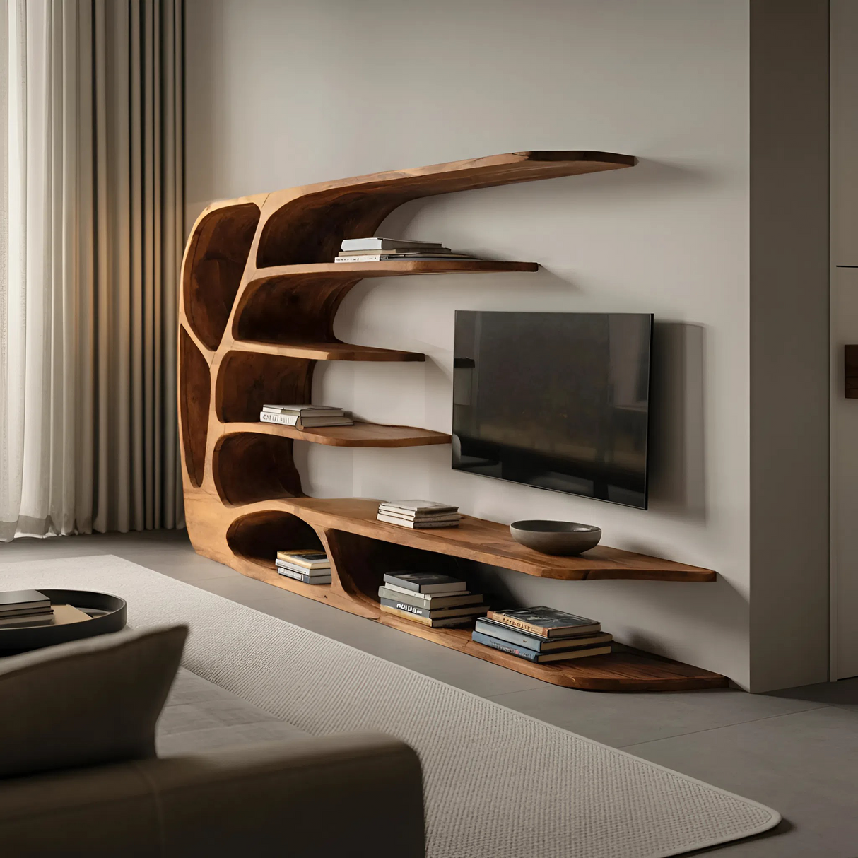 Modern Organic TV Display Shelf For Living Room