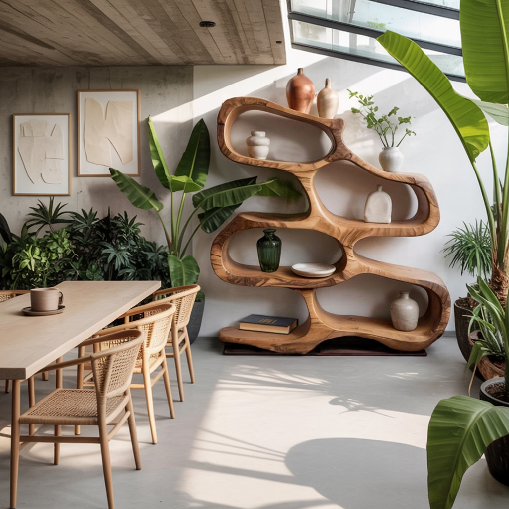 Sculptural Bookshelf For Living Room Or Office