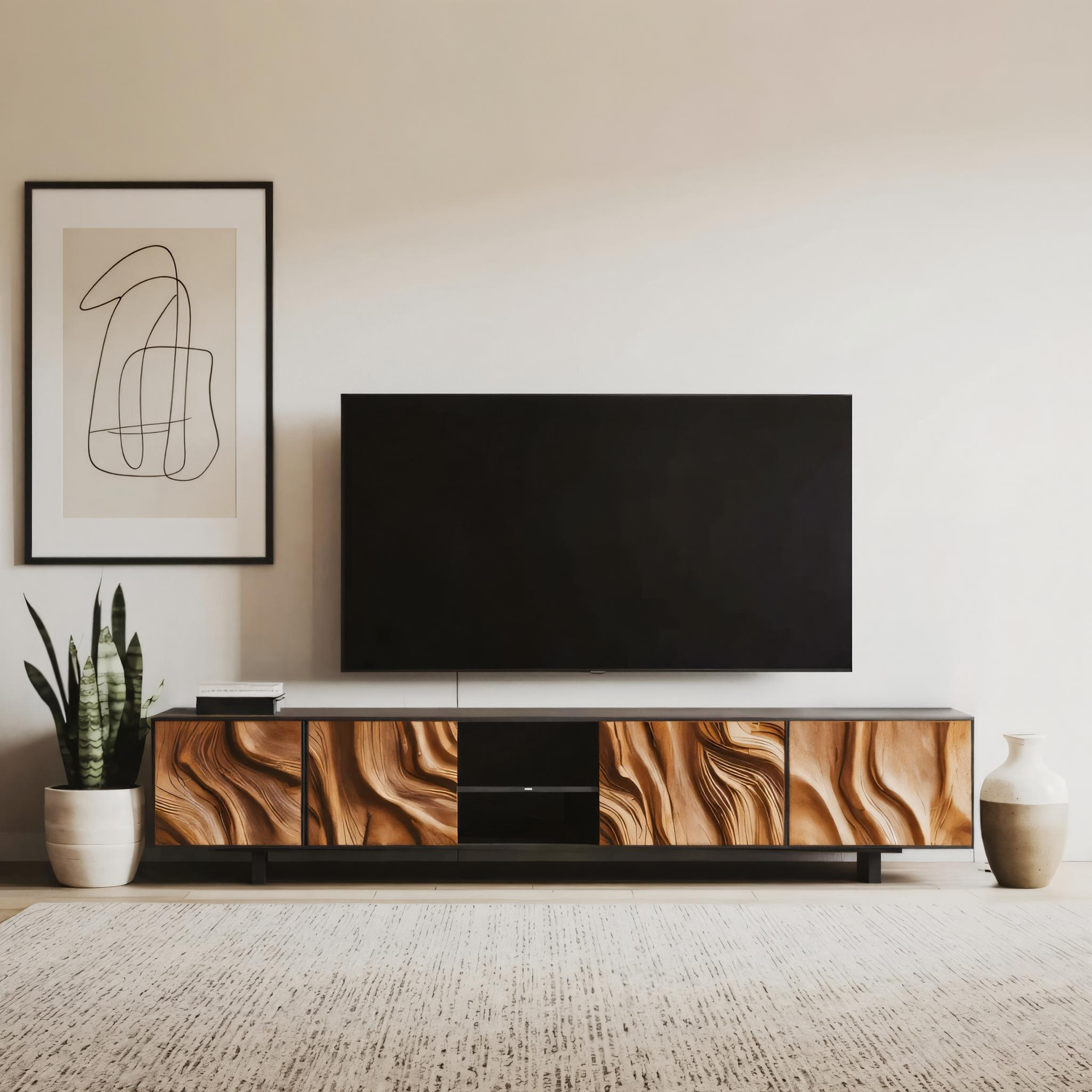 Farmhouse TV Console For Rustic Living Room