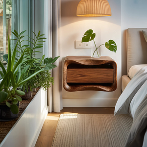 Floating Nightstand Organic Curved Design For Bedroom