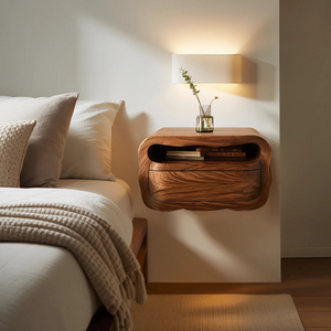 Modern Floating Nightstand With Soft Curves For Bedroom