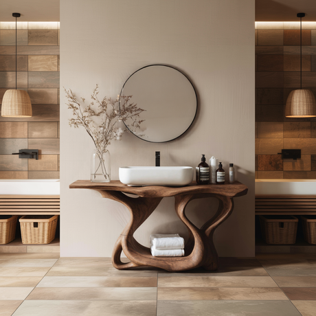 Rustic Solid Wood Vanity For Bathroom Furniture Decor
