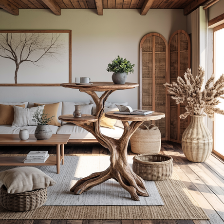 Farmhouse Solid Wood End Table Rustic Charm