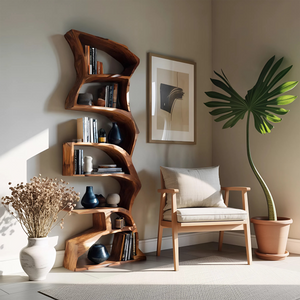 Modern Bookshelf With Curved Design For Study