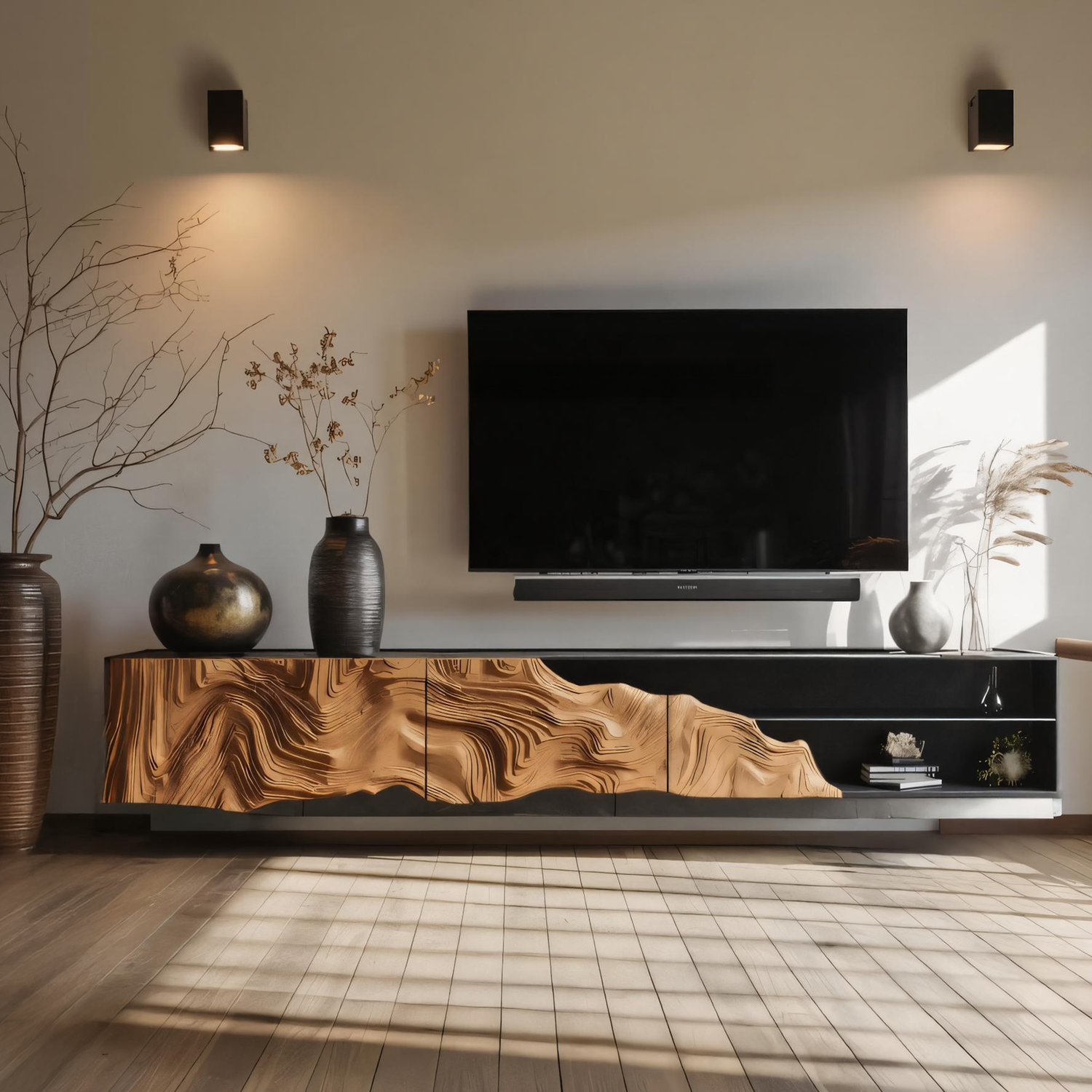 Handcrafted Rustic TV Stand For Entryway Setup