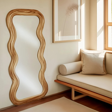 Wavy Frame Full Length Mirror Wall Mounted For Bedroom And Living Room