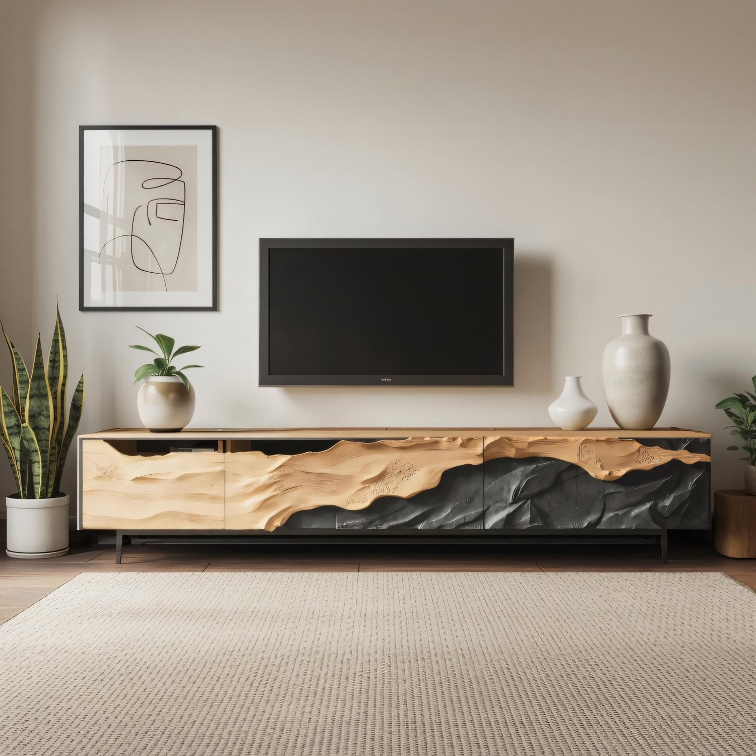 Mid Century TV Console For Modern Living Room